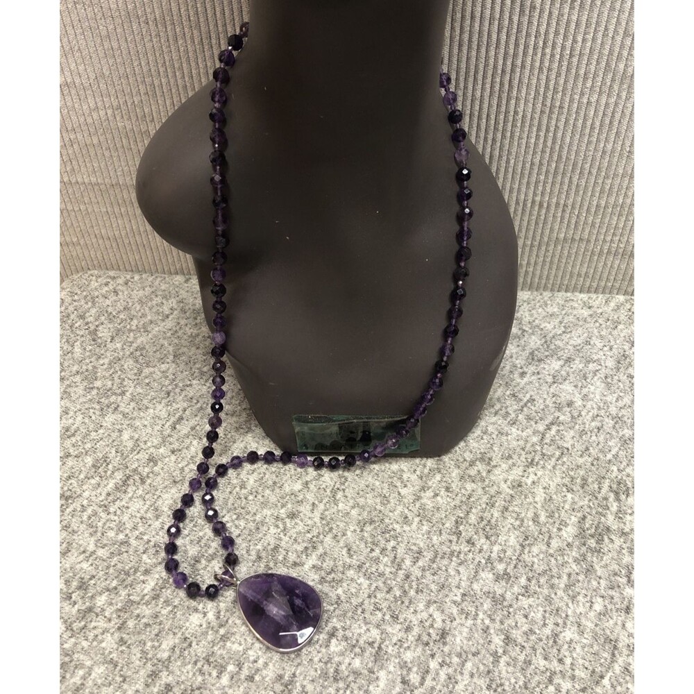 My Finds By Jay King Sterling Silver Reversible Amethyst Pendant 36" Necklace
